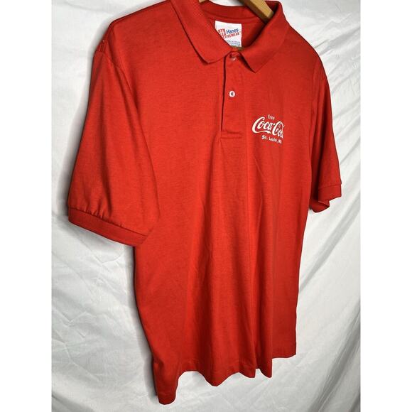 Coca Cola Employee Polo Shirt Size Large Short Sleeve St Louis Mo Logo Graphics - Picture 2 of 7